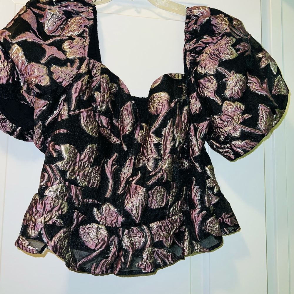 Astr the label jacquard off shoulders blouse
